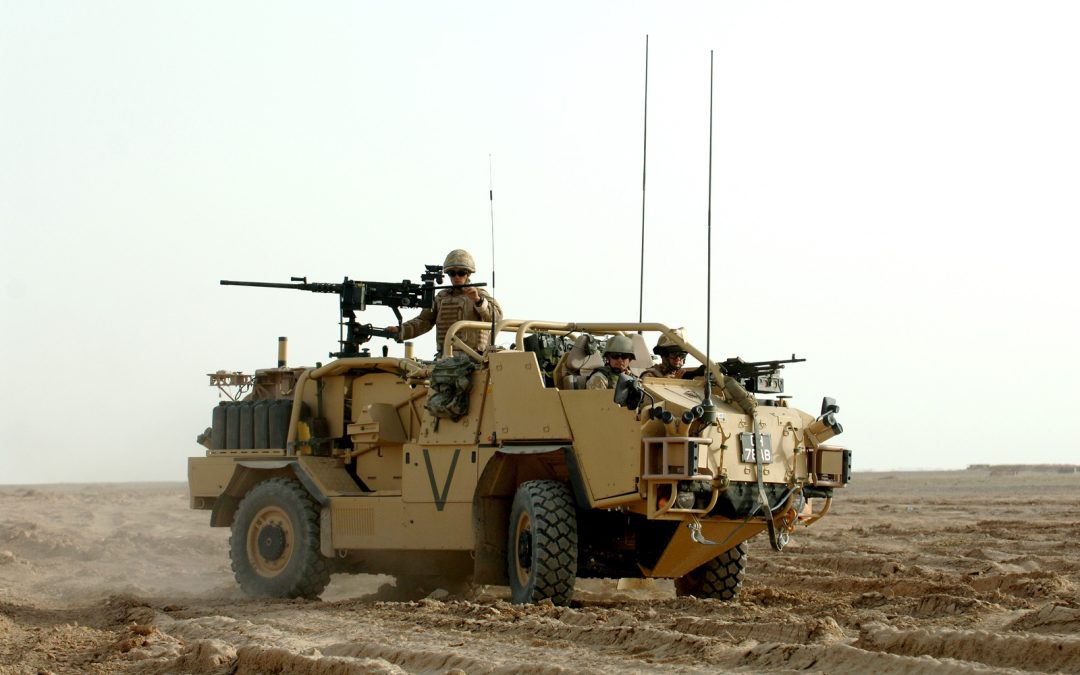 A Jackal Armoured Vehicle is put through it’s paces in the desert at Camp Bastion, Afghanistan